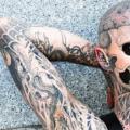 The most tattooed people in the world Man with a skeleton tattoo